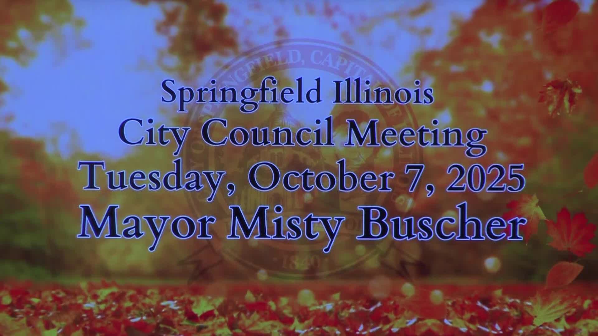 Springfield City Counicl Meeting, Tuesday October 7, 2025
