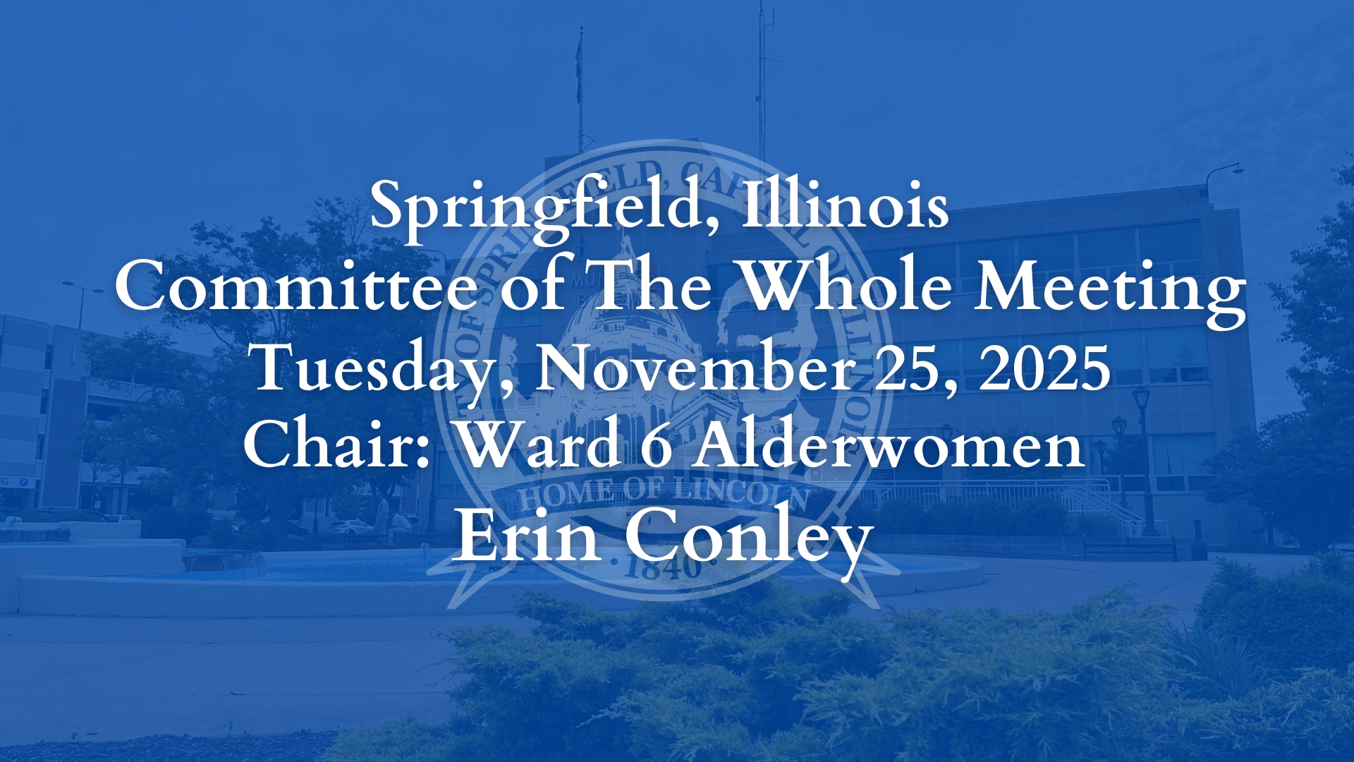 Springfield Committee of the Whole Meeting Tuesday November 25 2025