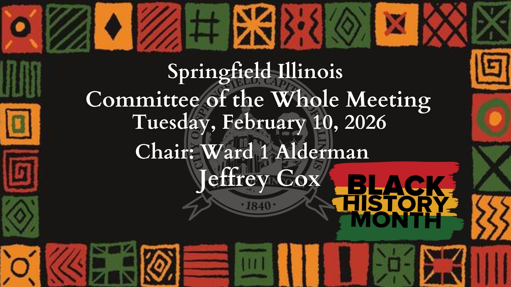 Springfield Committee of The Whole Meeting Tuesday February 10 2026