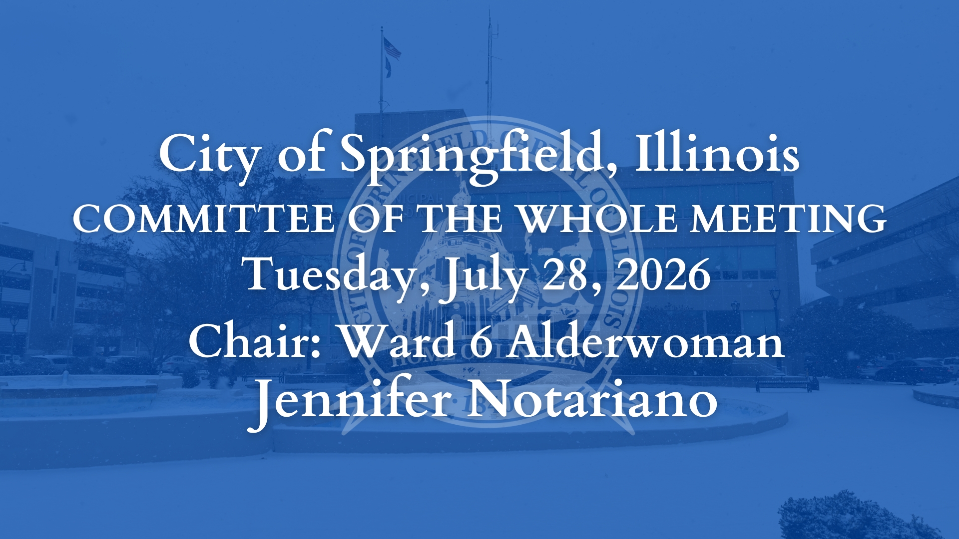 Springfield Committee of The Whole Meeting, Tuesday, July 28, 2026